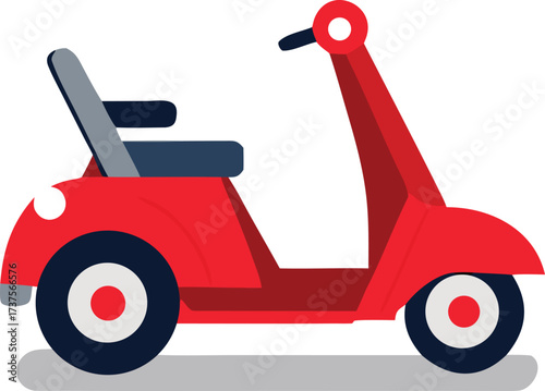 Bright red mobility scooter icon representing independence and accessible transportation for seniors and individuals