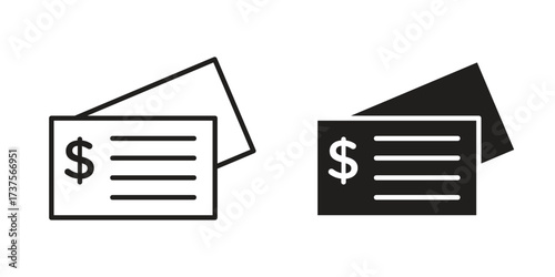 Cheque icon art in black and white