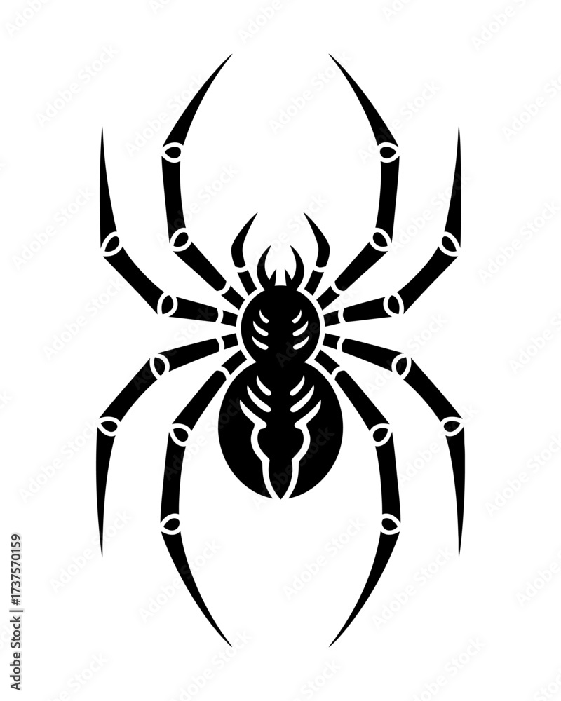 Obraz premium Black Spider on White Background – Minimal Vector Illustration