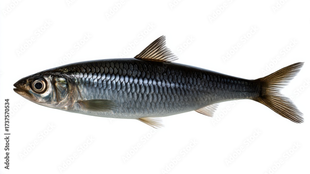 Obraz premium Elegant Black Fish Swimming Gracefully Against a Pure White Background Showcasing Unique Features and Textures in a Minimalist Artistic Style