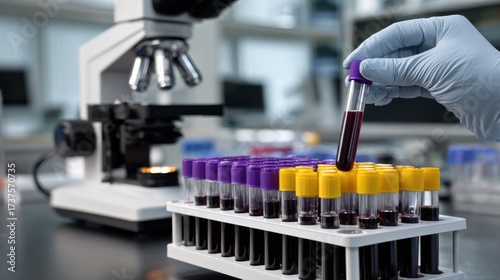 Dedicated Scientist in Modern Laboratory Holding Glass Pipe Surrounded by Equipment and Research Materials Reflecting Innovation and Scientific Inquiry