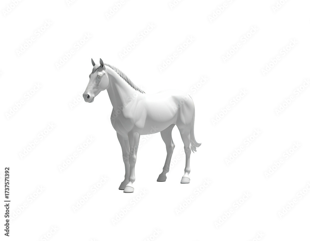 Fototapeta premium A white horse stands proudly against a black background