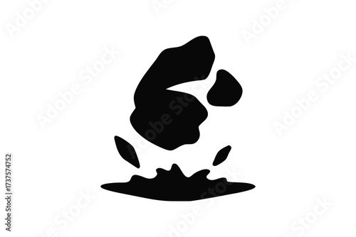 Abstract silhouette of a dog s paw print emerging from a splash of liquid or ink silhouette