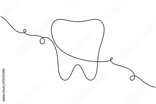 Dentistry teeth continuous one line drawing minimalist clean smile healthy dental vector illustration