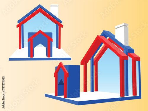 3d stand booth backdrop photo wall of fame 2,5x2,5 m with blank space logo company for preview event exhibition. Vector editable sketch outline drawing coloring.