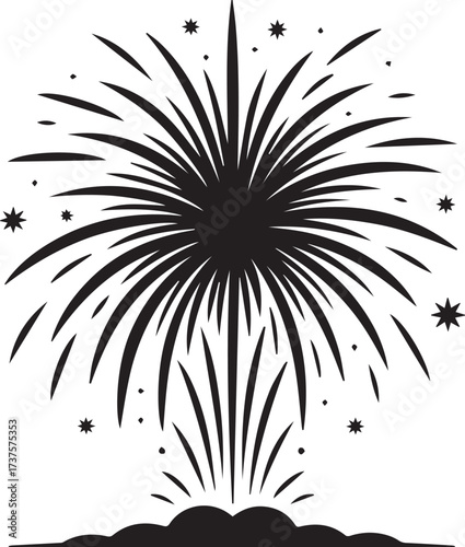 Festive new year firework burst silhouette celebration sparkler explosion graphic
