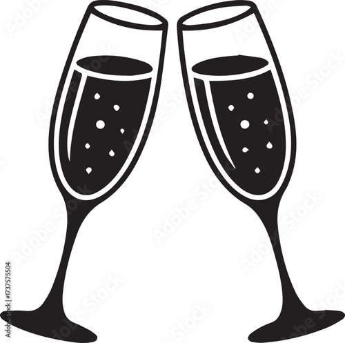 Two champagne flutes clinking together celebrating a joyful new year toast