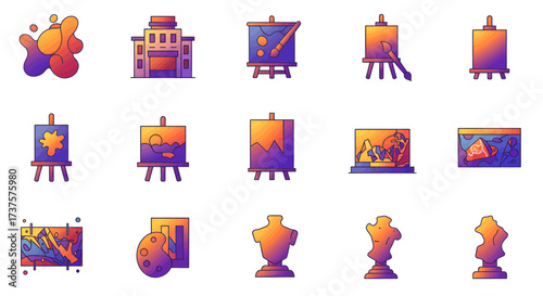 Artistic Icons Collection Representing Creativity and Fine Arts.