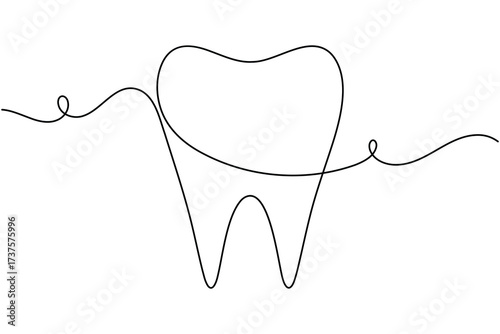 Dentistry teeth continuous one line drawing minimalist clean smile healthy dental vector illustration