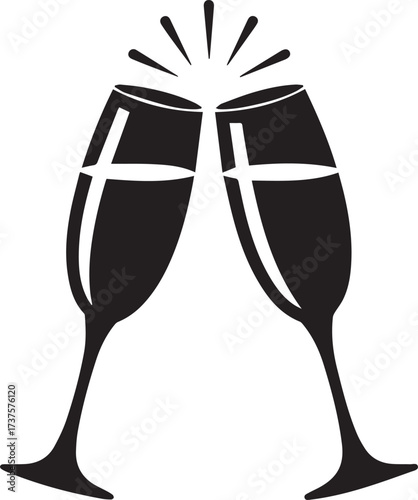 Celebration champagne glasses clinking silhouette festive new year's eve toasting moment