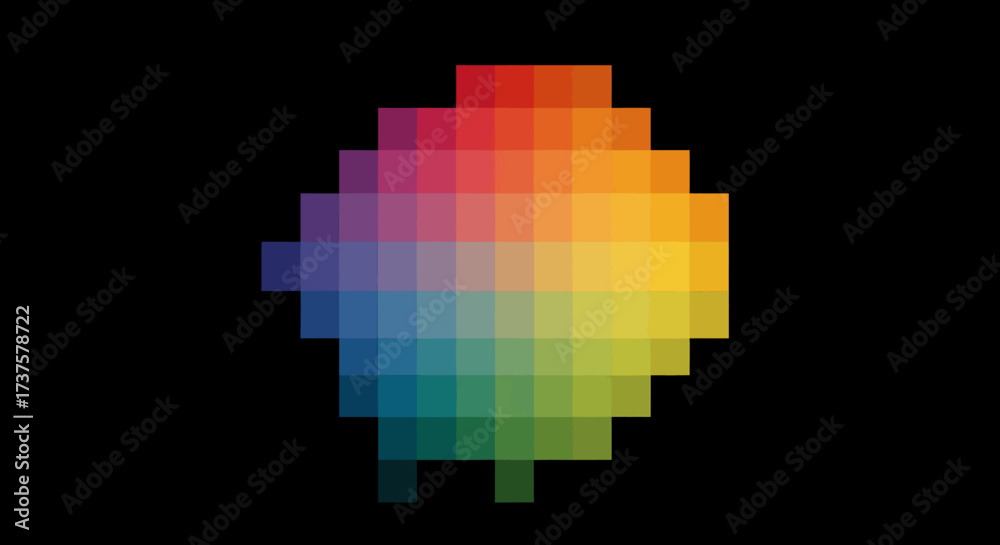 Fototapeta premium Colorful Pixelated Spectrum Displayed Against a Black Background.