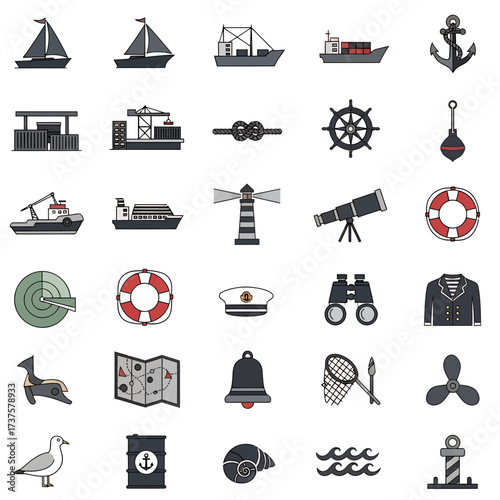 Discover a vibrant collection of nautical icons, perfect for maritime projects, travel blogs, and marine-themed designs, bringing the sea to life.
