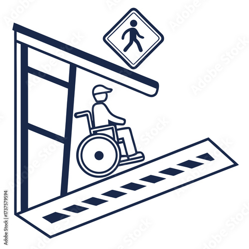 Ramp access for disabled person in blue color