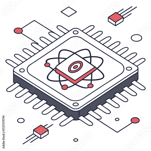 Isometric quantum computing processor with atom symbol