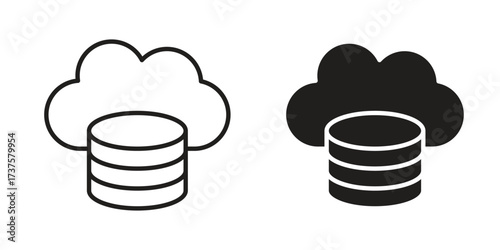 Cloud server icon art in black and white