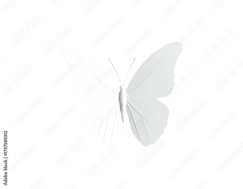 Obraz premium A digitally rendered, symmetrical butterfly in solid white against a black background
