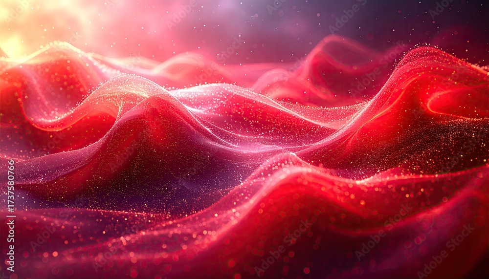 Obraz premium Abstract wavy red surface with sparkles