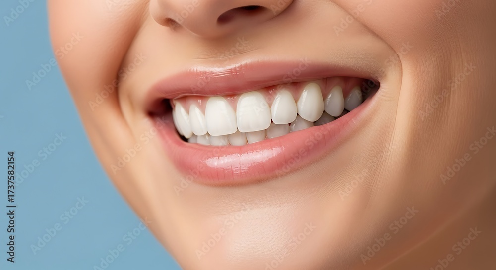 Obraz premium Illustration of close up of a womans perfect white smile with healthy teeth