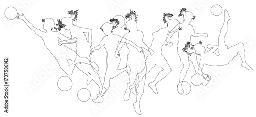 Silhouette soccer football player set. Active sports people healthy players fitness silhouettes concept.