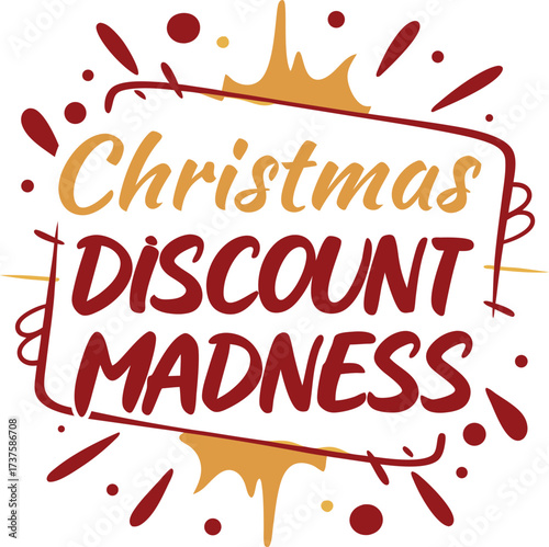 Festive christmas discount madness sale event with splatter effects