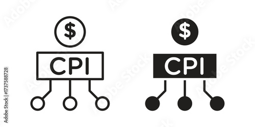 Consumer prices index icon art in black and white