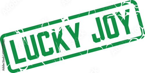 A green stamp that reads Lucky Joy with slight distress effects