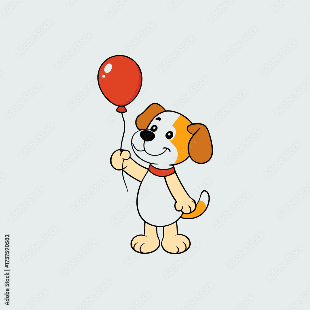 Naklejka premium dog with balloons
