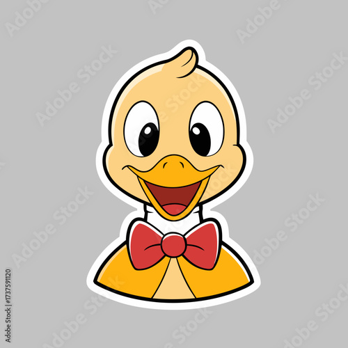 cute-duckling-wearing-bow-tie-and-smiling--sticker.