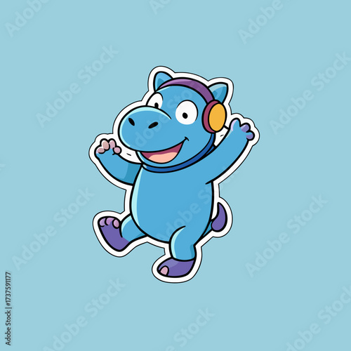 silly-hippo-dancing vector design 