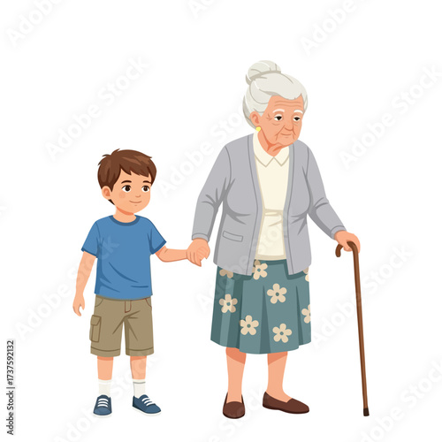 Grandmother and Grandson Walking Together A Bond of Love and Support