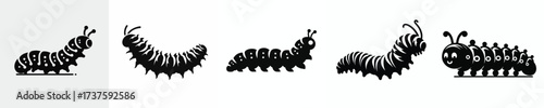 vector black and white silhouette of a caterpillar