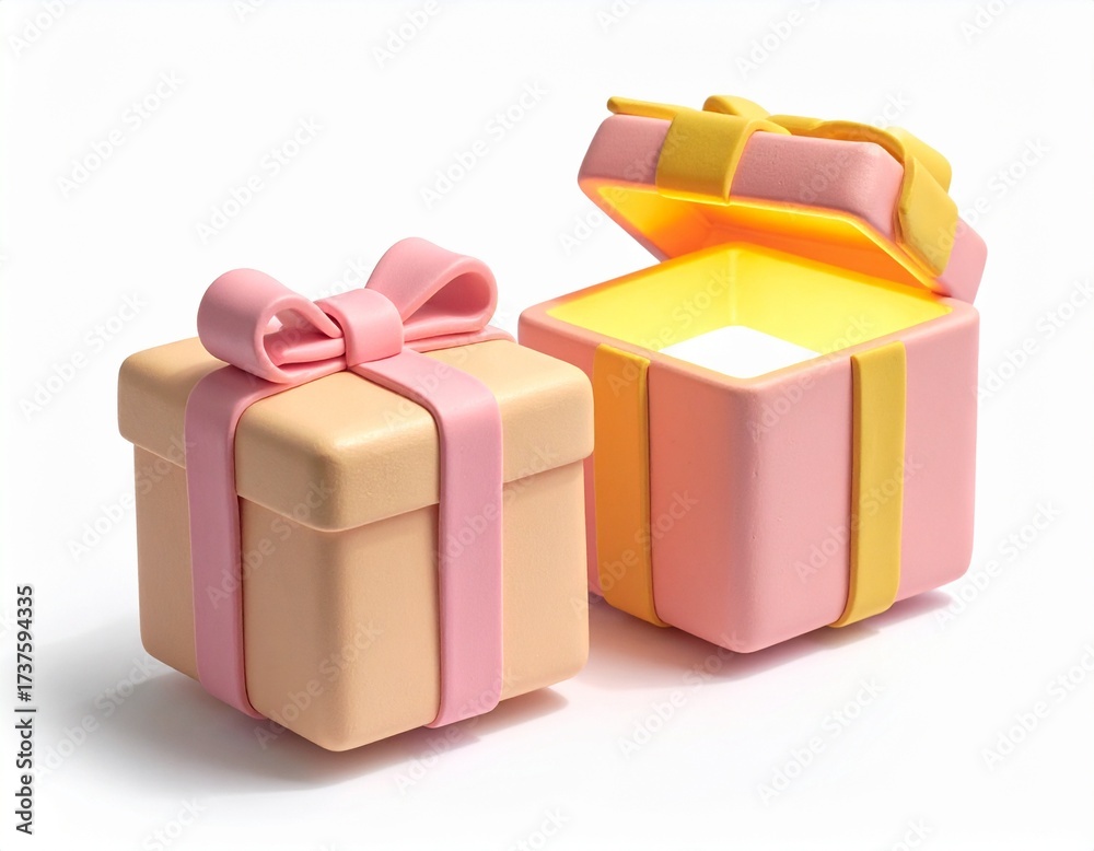 Naklejka premium Surprise Gift Box with Glowing Light