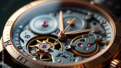 Wallpaper Mural Macro shot of a luxury watch’s inner mechanics, revealing the intricate gears, tiny screws, and delicate engravings in pristine clarity. Torontodigital.ca