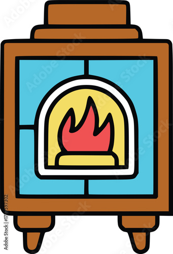 Wood-Burning Stove with Fire