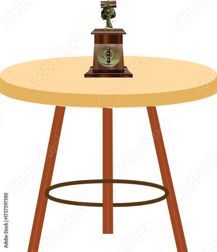 Vintage Candlestick Telephone on a Round Wooden Table