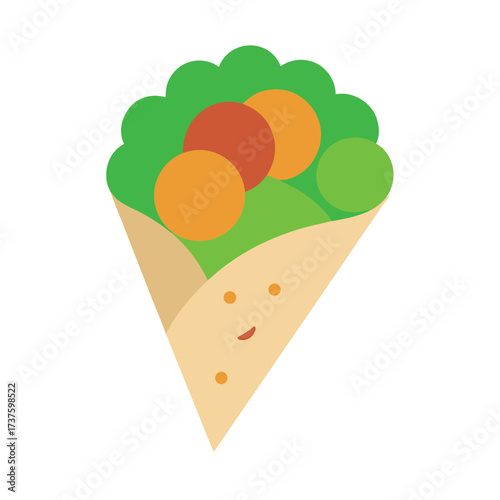 Colorful Vector of Falafel in Pita Pocket