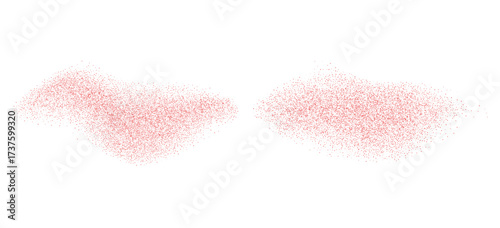 Noise gradation red peppers fly spot shapes set. Grainy texture paprika splash splodges elements. Wide dotwork forms. Vector gritty wavy lines. Grunge food figures.