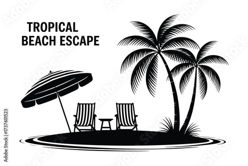 Tropical Beach Escape Vector Design Illustration Holiday Getaway