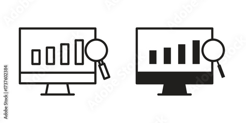Data Analysing icon art in black and white