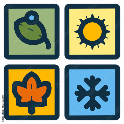 four seasons spring summer fall and winter icon