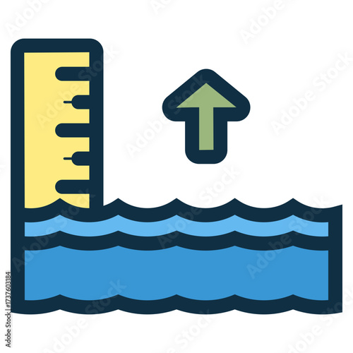 high tide sea with gauge icon
