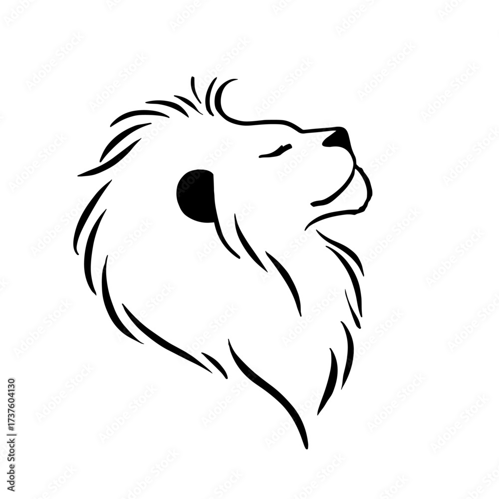 Fototapeta premium Lion. Lion simple black and white line art vector logo