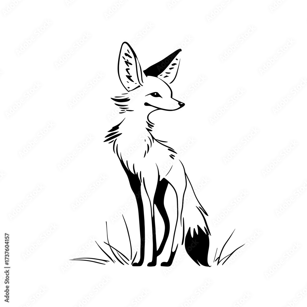 Obraz premium Jackal. Jackal simple black and white line art vector logo