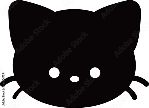 かわいい黒猫の顔のアイコンイラスト素材