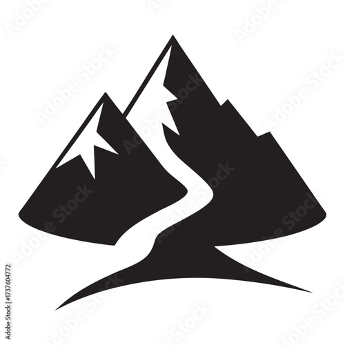 Mountain Silhouette with Symmetrical Split