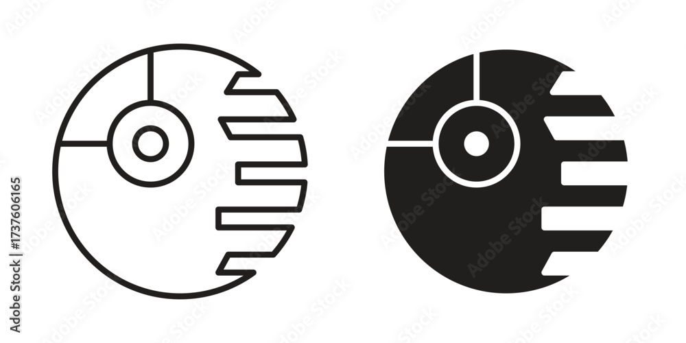 Death star icon art in black and white