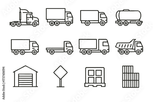 Stack icon fuel freight truck vector double flatbed sign cargo container icons