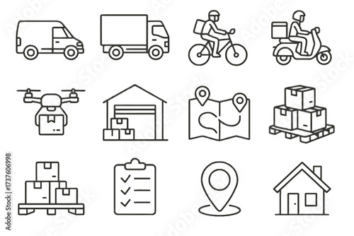 Logistics package icon icons collection route courier checklist truck pallet delivery customer