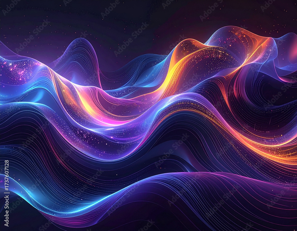 Fototapeta premium Creative Abstract holographic gradient waves, vibrant neon colors wallpaper 