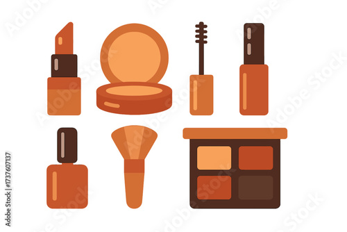 Collection of orange-toned makeup products